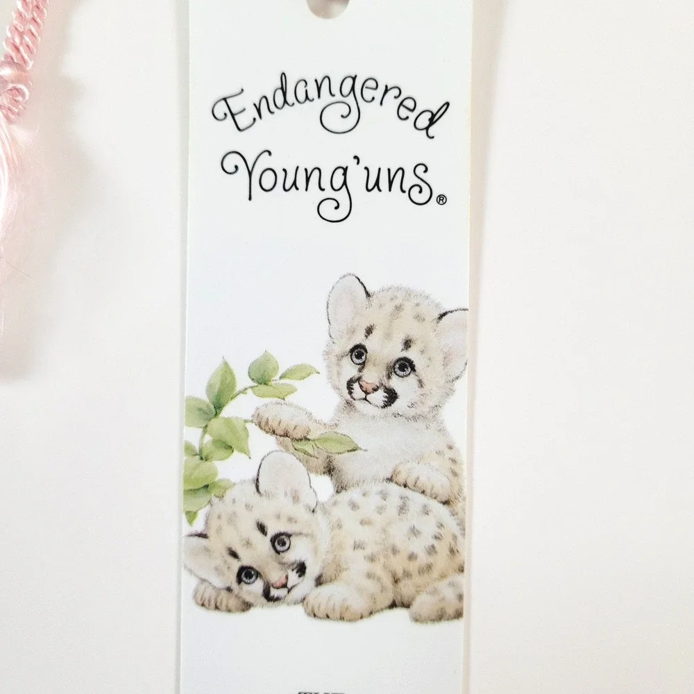 Vintage 80s Cougar Cubs Tassel Bookmark Endangered Young'uns, USA Antioch H-1449